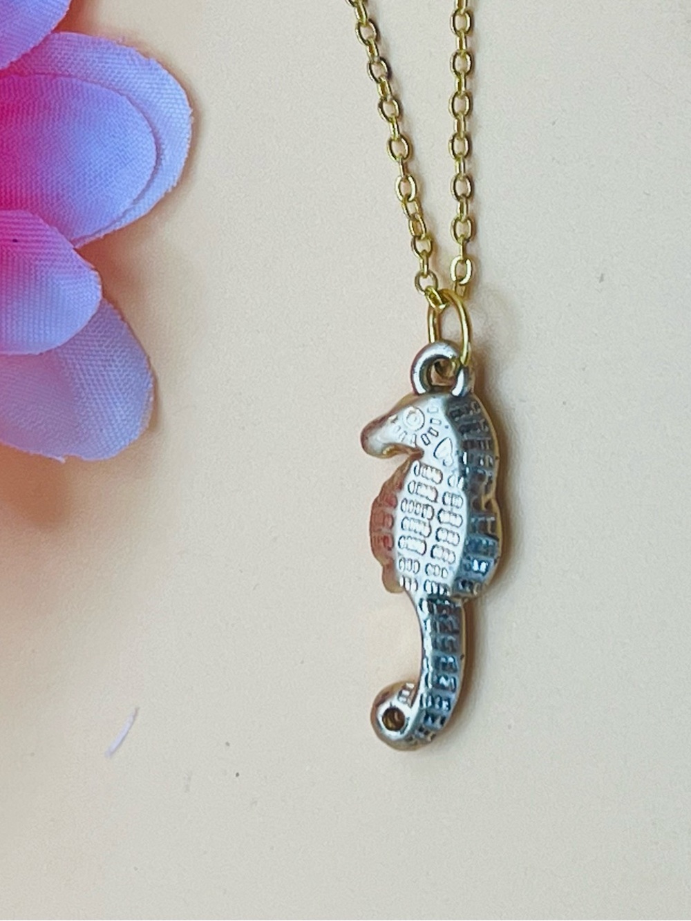 14 KGP Seahorse Pendant Necklace